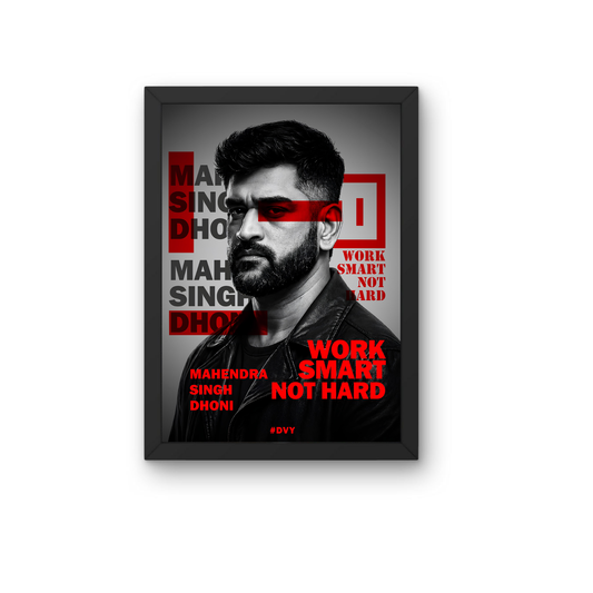 MS Dhoni Work Smart Not Hard Motivational Wall Frame