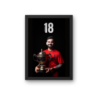 Virat Kohli Forever 18 Trophy Poster Frame | Premium RCB Cricket Wall Art | Minimal Black Frame
