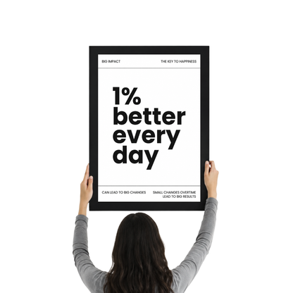 1% Better Every Day Motivational Wall Art Frame | Self Improvement Quote Poster
