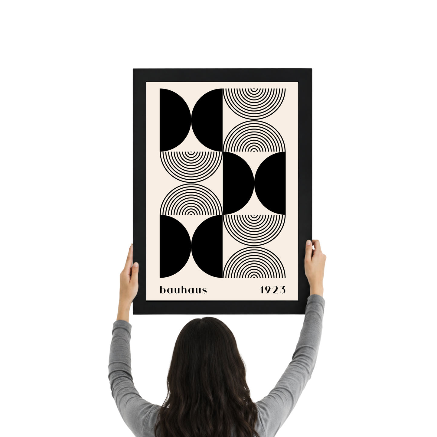 Black Abstract Geometric Bauhaus Wall Art Print | Minimalist Modern Poster
