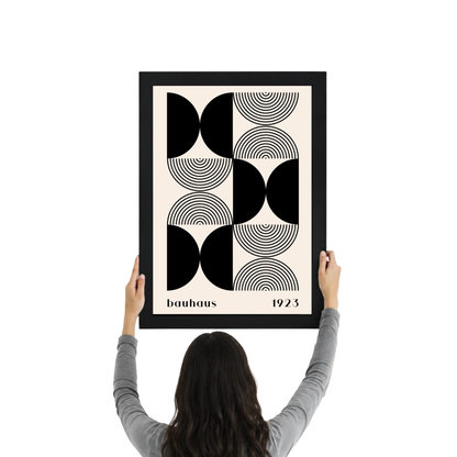 Black Abstract Geometric Bauhaus Wall Art Print | Minimalist Modern Poster