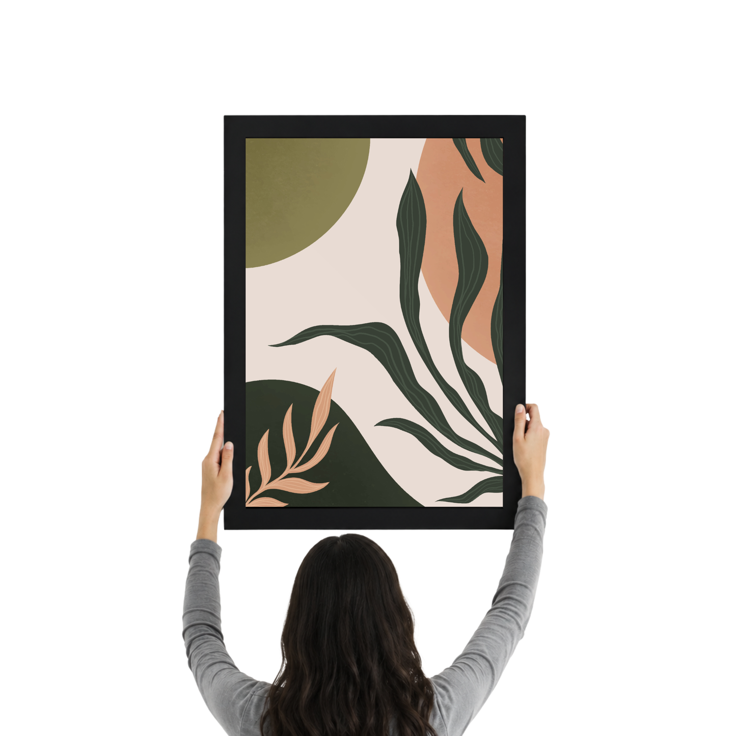 Boho Abstract Leaf Wall Art Frame | Modern Botanical Home Decor