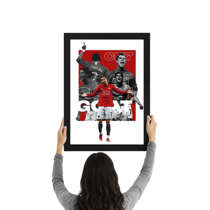 CR7 GOAT Wall Art Frame | Cristiano Ronaldo Motivation Poster | Premium Football Room Decor