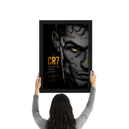Cristiano Ronaldo Dark Portrait Wall Art Frame | Premium CR7 Football Poster for Room Decor