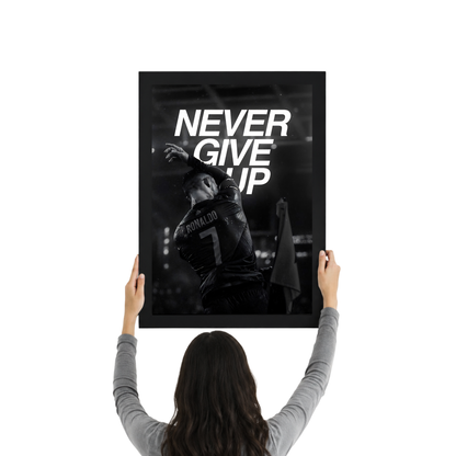 Never Give Up Cristiano Ronaldo Wall Art Frame | Motivational CR7 Football Poster