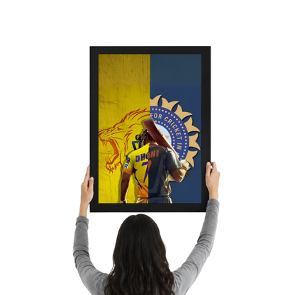 MS Dhoni Artistic Cricket Legend Wall Frame