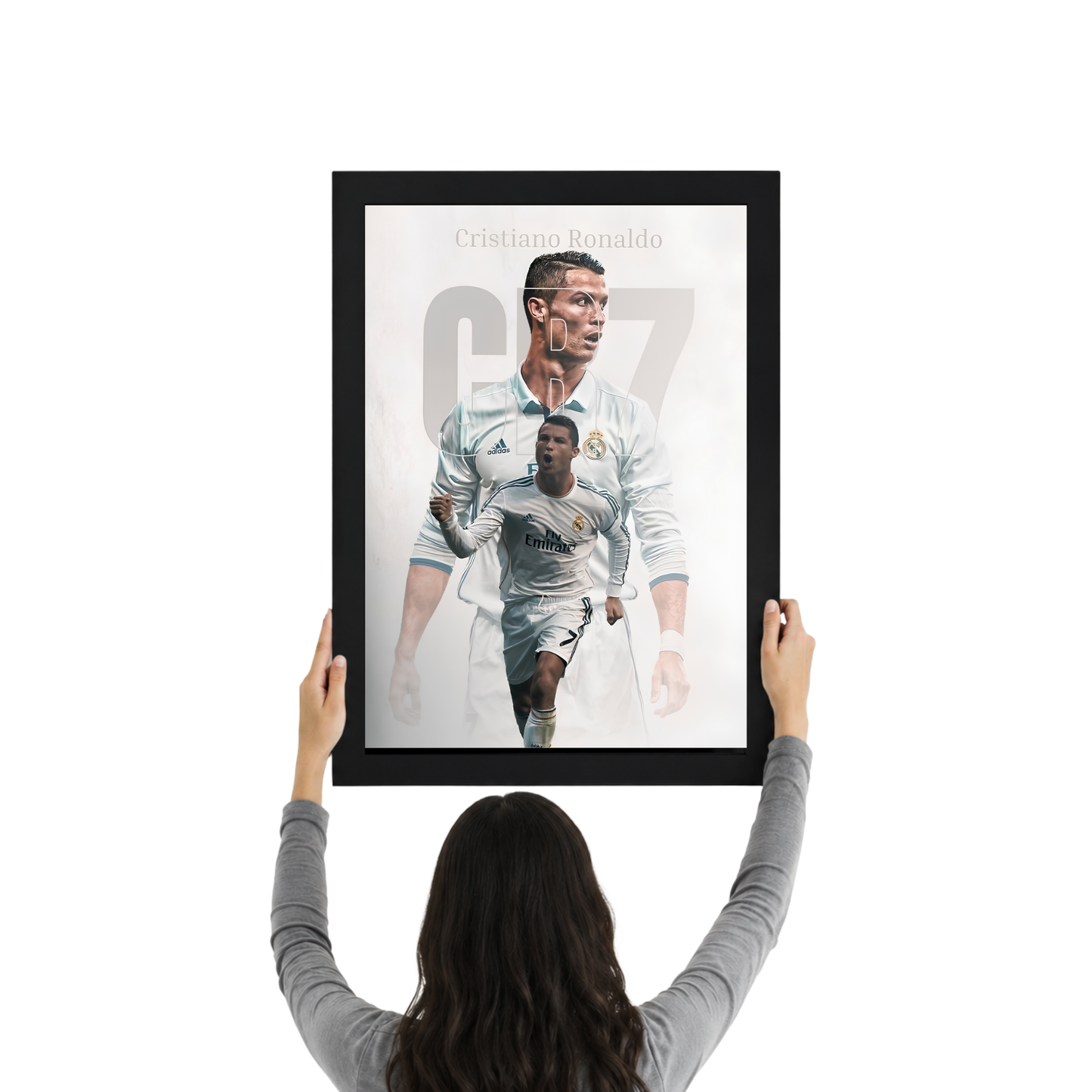 Cristiano Ronaldo 07 White Edition Wall Art Frame | CR7 Football Room Decor