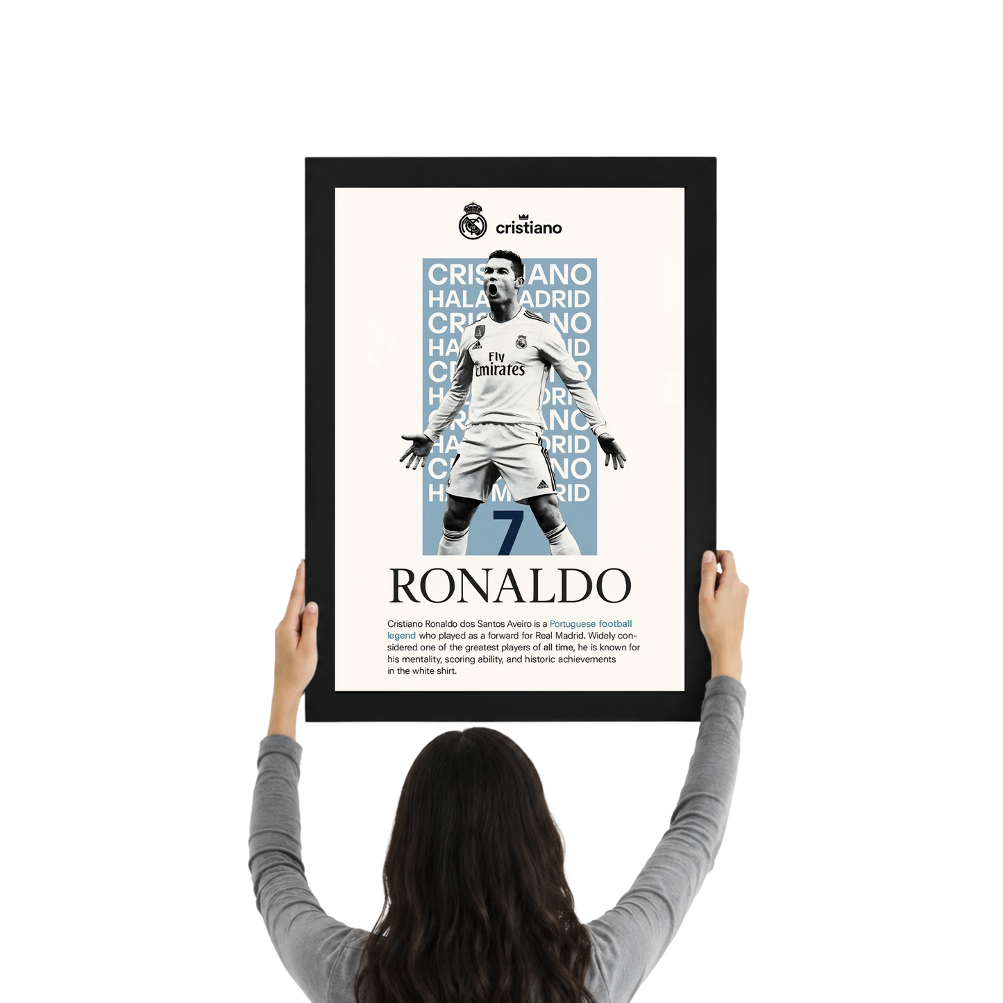 Cristiano Ronaldo Newspaper Style Wall Art | Vintage CR7 Football Frame