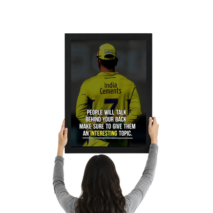 MS Dhoni People Will Talk Motivational Quote Frame