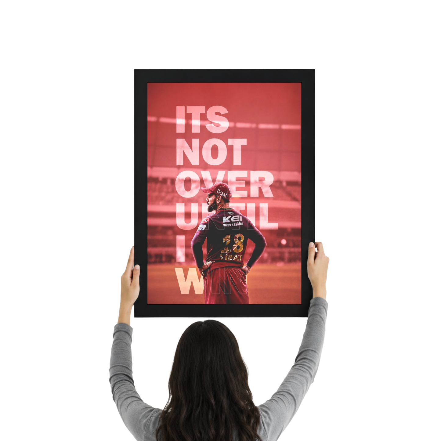 It's Not Over Until I Win – Motivational Cricket Wall Art Frame