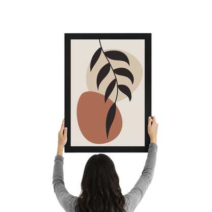 Black Botanical Boho Leaf Wall Art Print | Minimalist Nature Decor