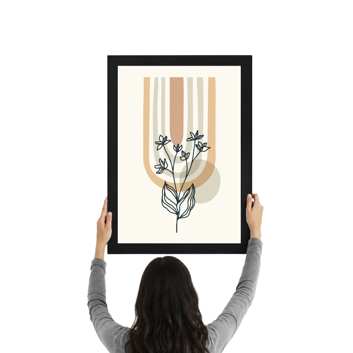 Beige Floral Boho Abstract Wall Art | Neutral Botanical Print