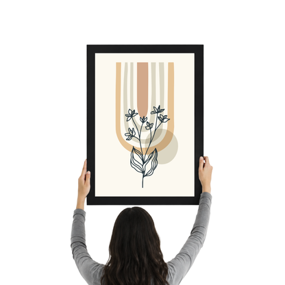 Beige Floral Boho Abstract Wall Art | Neutral Botanical Print