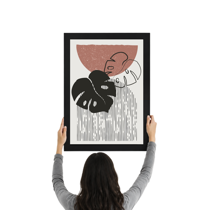 Monstera Line Art Boho Wall Decor | Abstract Botanical Print
