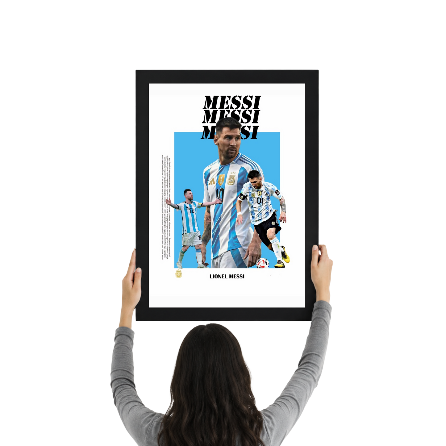 Lionel Messi Argentina Portrait Frame | Premium Football Wall Art | Modern Sports Room Decor