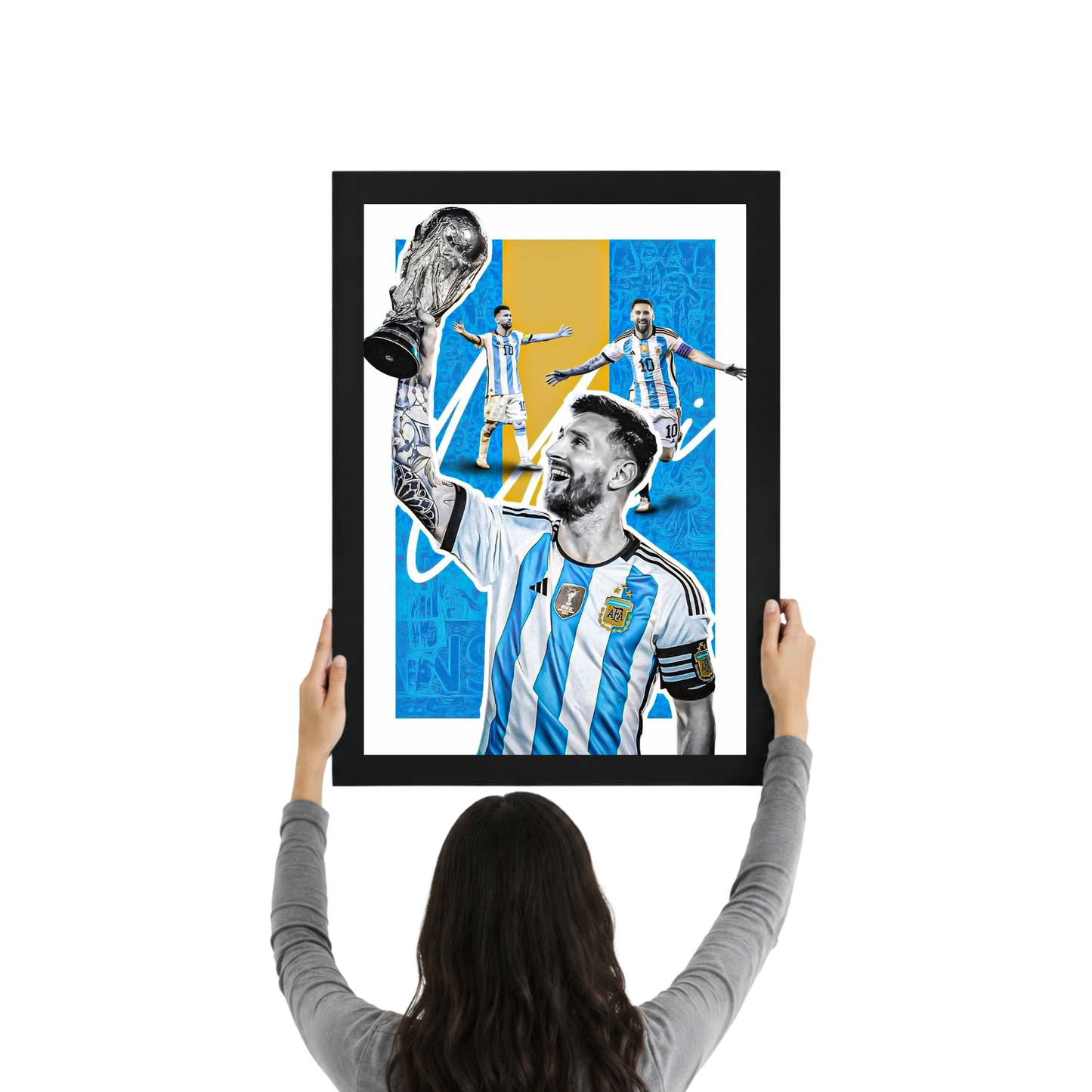 Lionel Messi Trophy Wall Art Frame | Argentina Football Poster | Premium Sports Decor