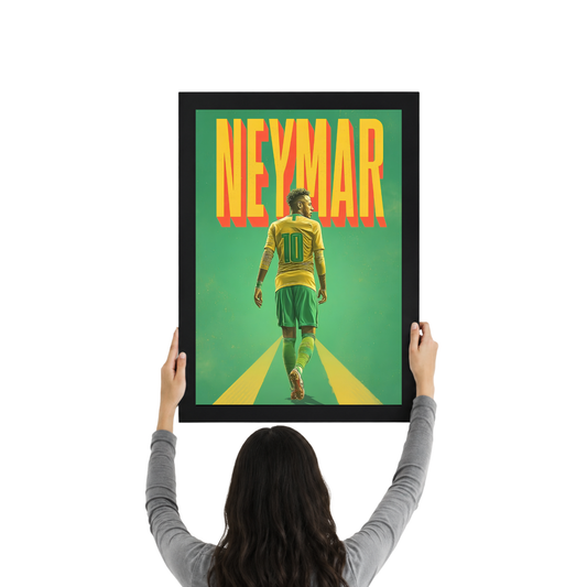 Neymar Jr Retro Wall Art Frame | Vintage Football Poster Decor