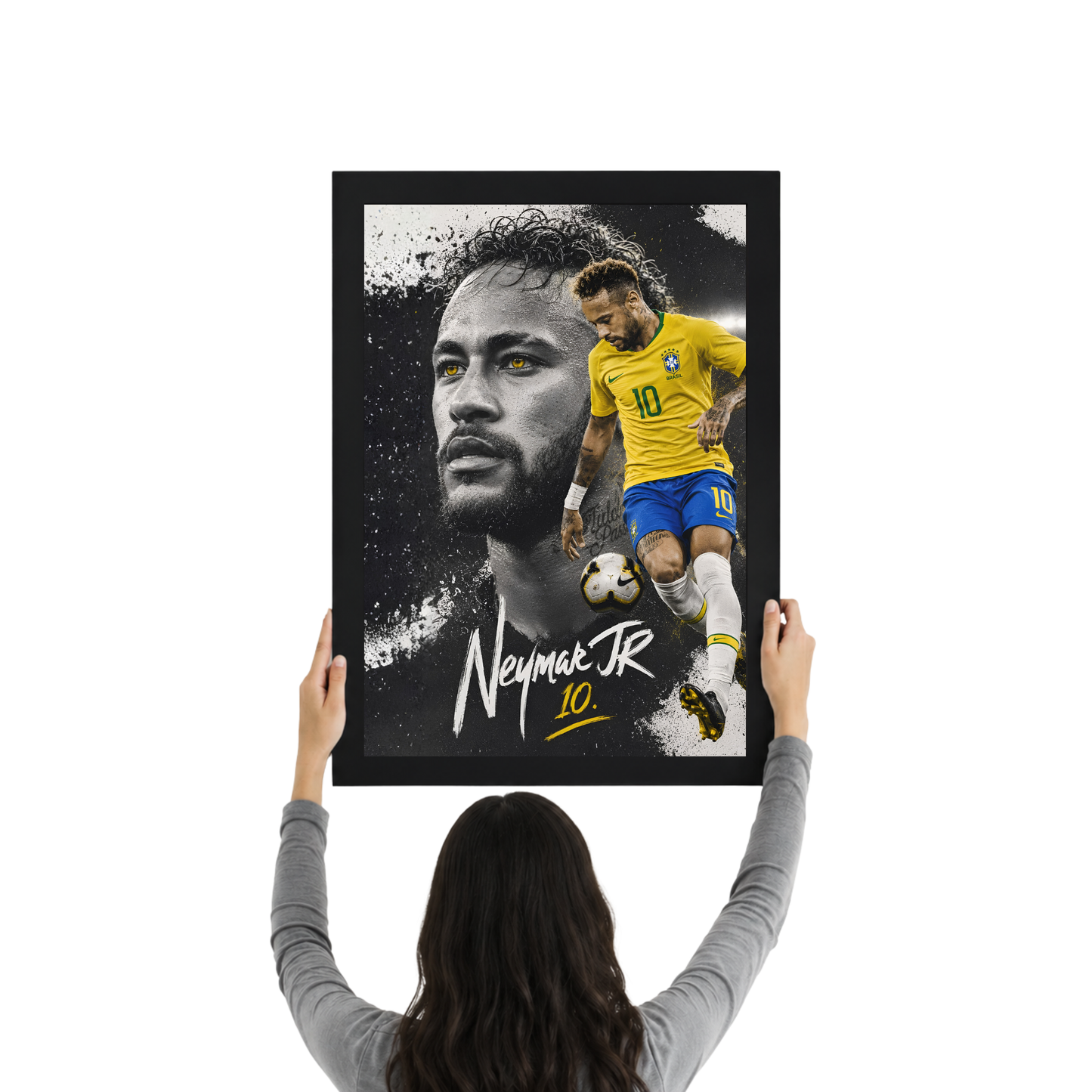 Neymar Jr Signature Collage Frame | Modern Football Wall Art | Premium Neymar Poster