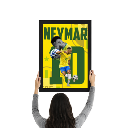 Neymar Brazil No.10 Wall Frame | Vintage Football Poster | Neymar Jr Wall Art