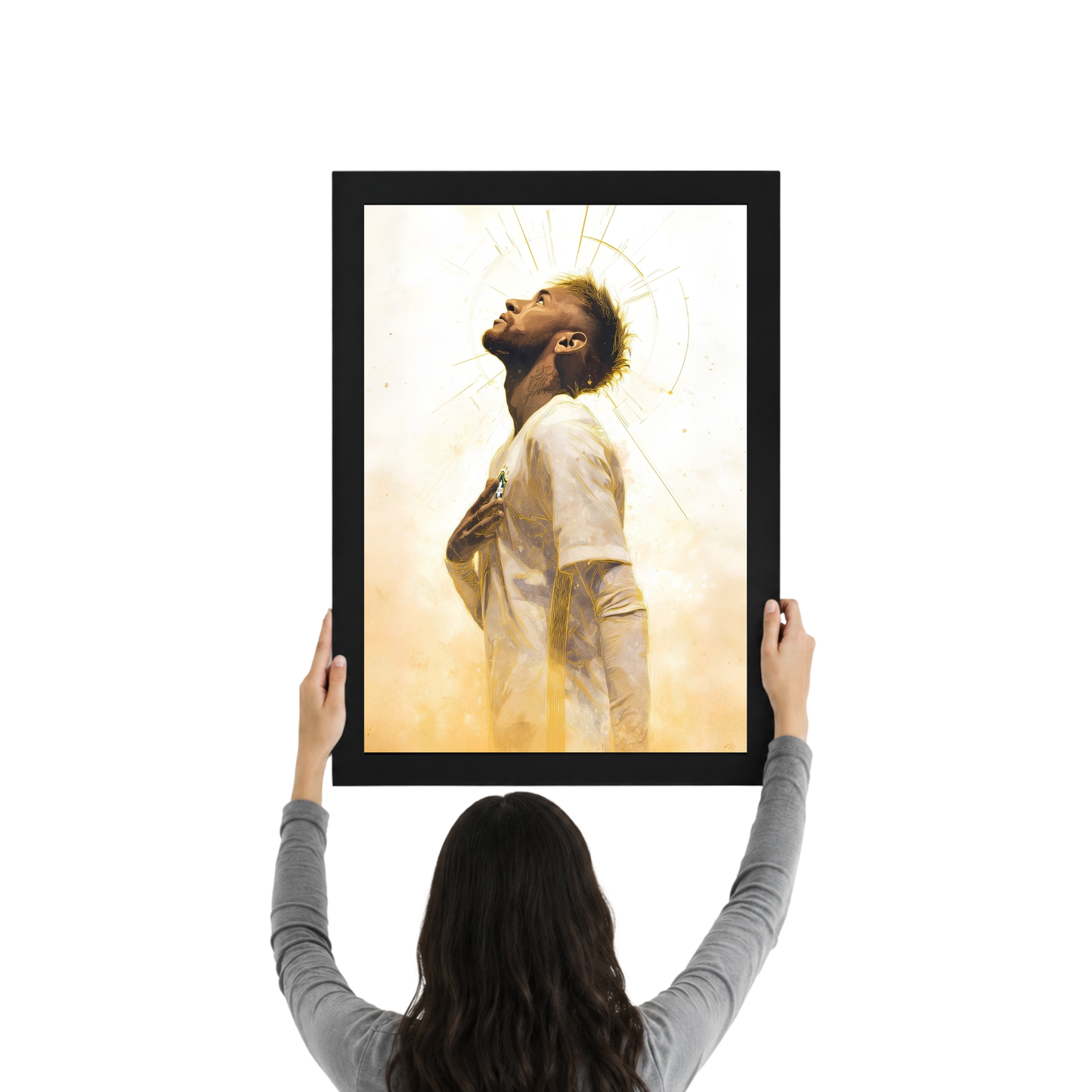 Neymar Jr Inspirational Wall Frame | Artistic Football Poster | Premium Neymar Room Decor