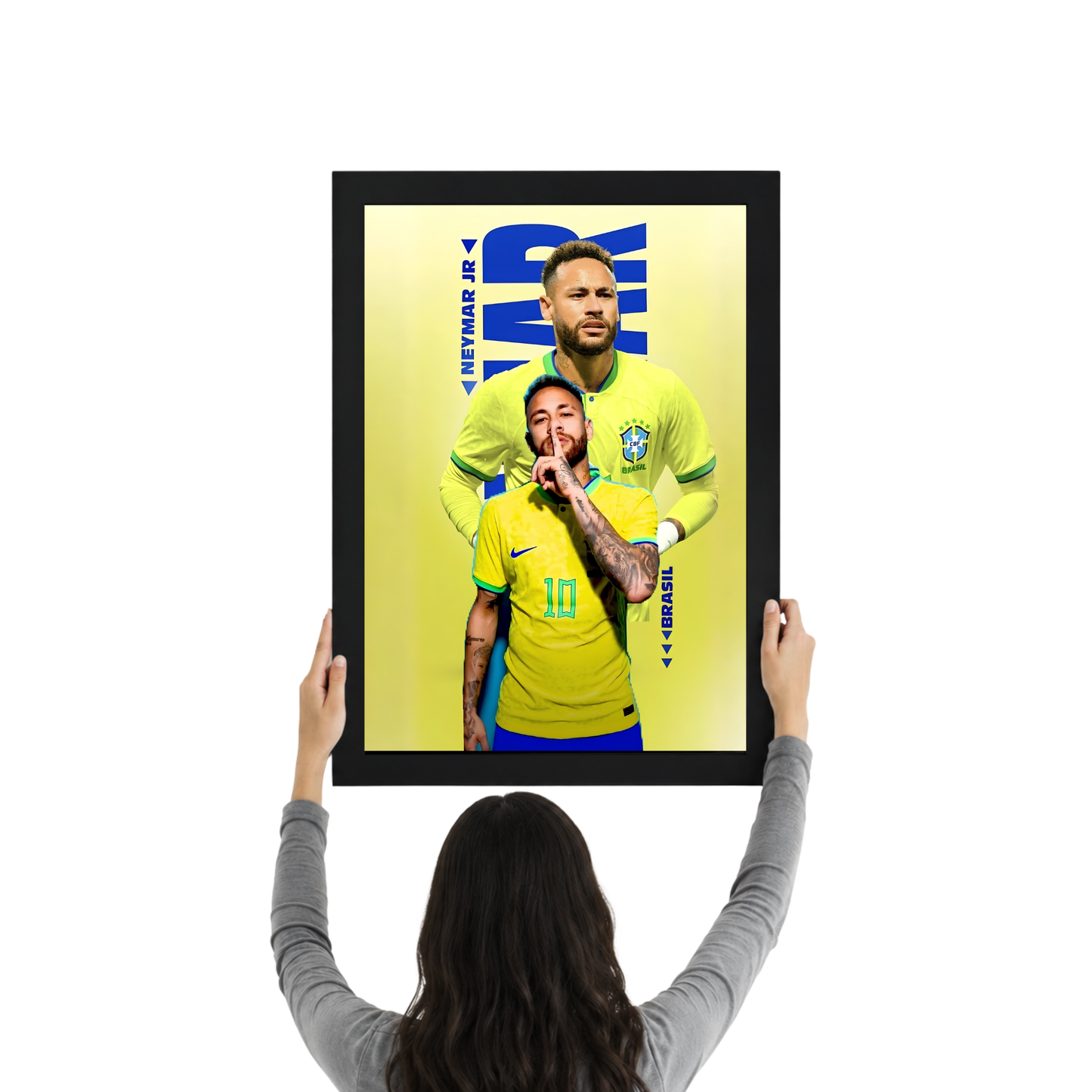 Neymar Brazil Celebration Wall Frame | Premium Neymar Jr Football Poster