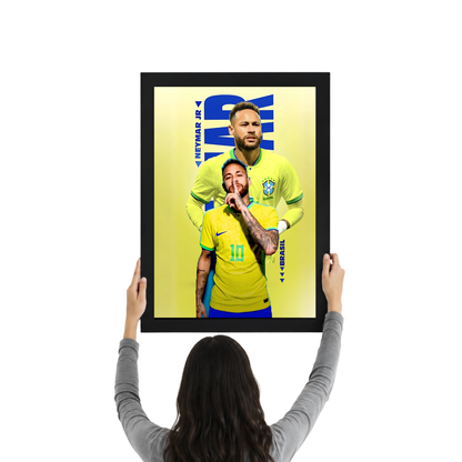 Neymar Brazil Celebration Wall Frame | Premium Neymar Jr Football Poster