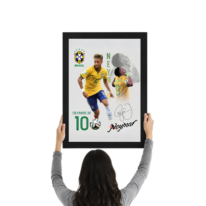 Neymar Brazil No.10 Signature Wall Art | Premium Football Frame Decor