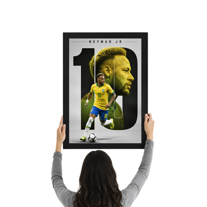 Neymar Jr Number 10 Typography Frame | Modern Football Wall Art