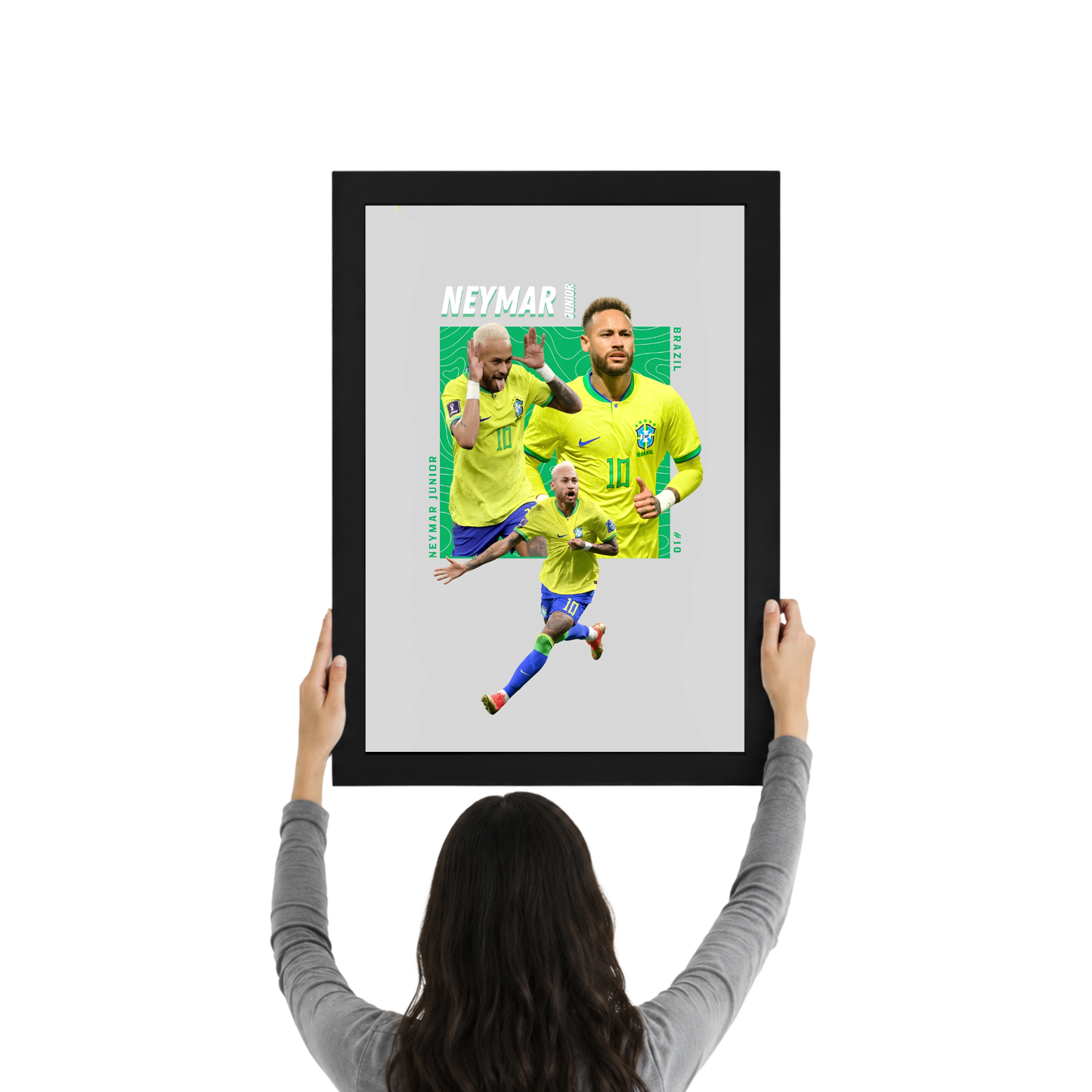 Neymar Jr Brazil Action Wall Frame | Premium Football Art Poster