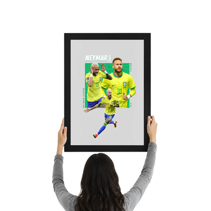 Neymar Jr Brazil Action Wall Frame | Premium Football Art Poster