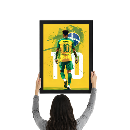 Neymar Brazil No.10 Back View Wall Art | Premium Football Poster Frame