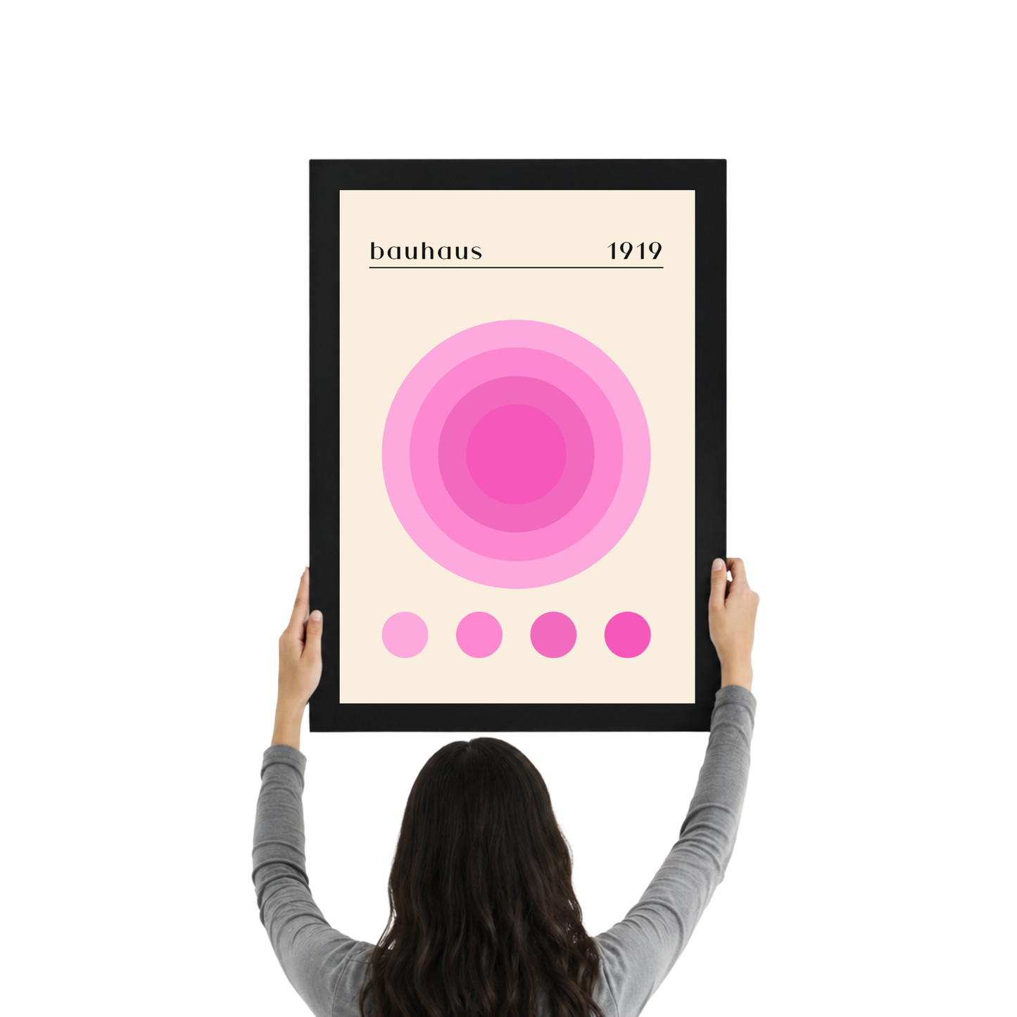 Pink Circle Bauhaus Poster | Minimalist Modern Wall Art