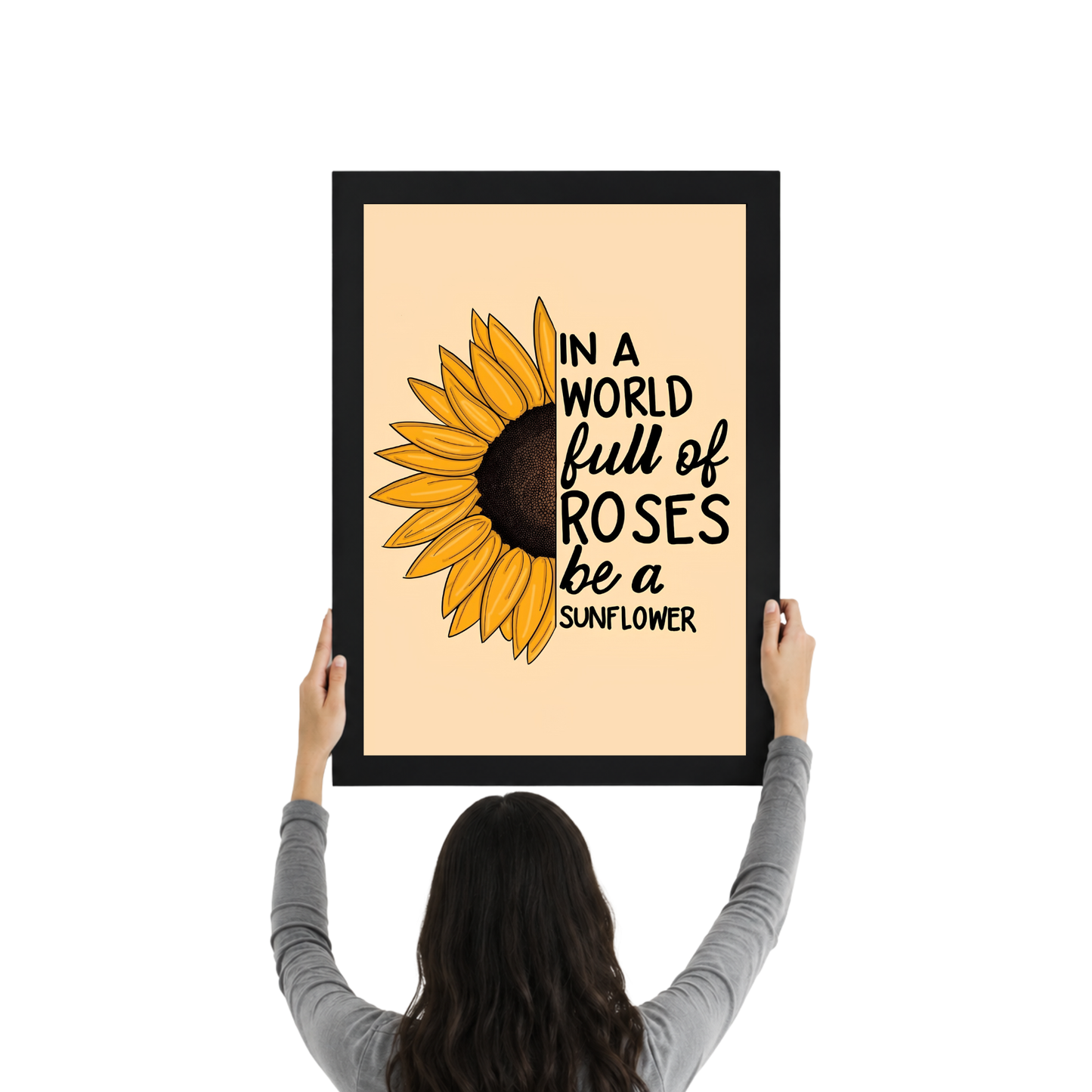 Be A Sunflower Inspirational Frame | Floral Motivational Wall Art