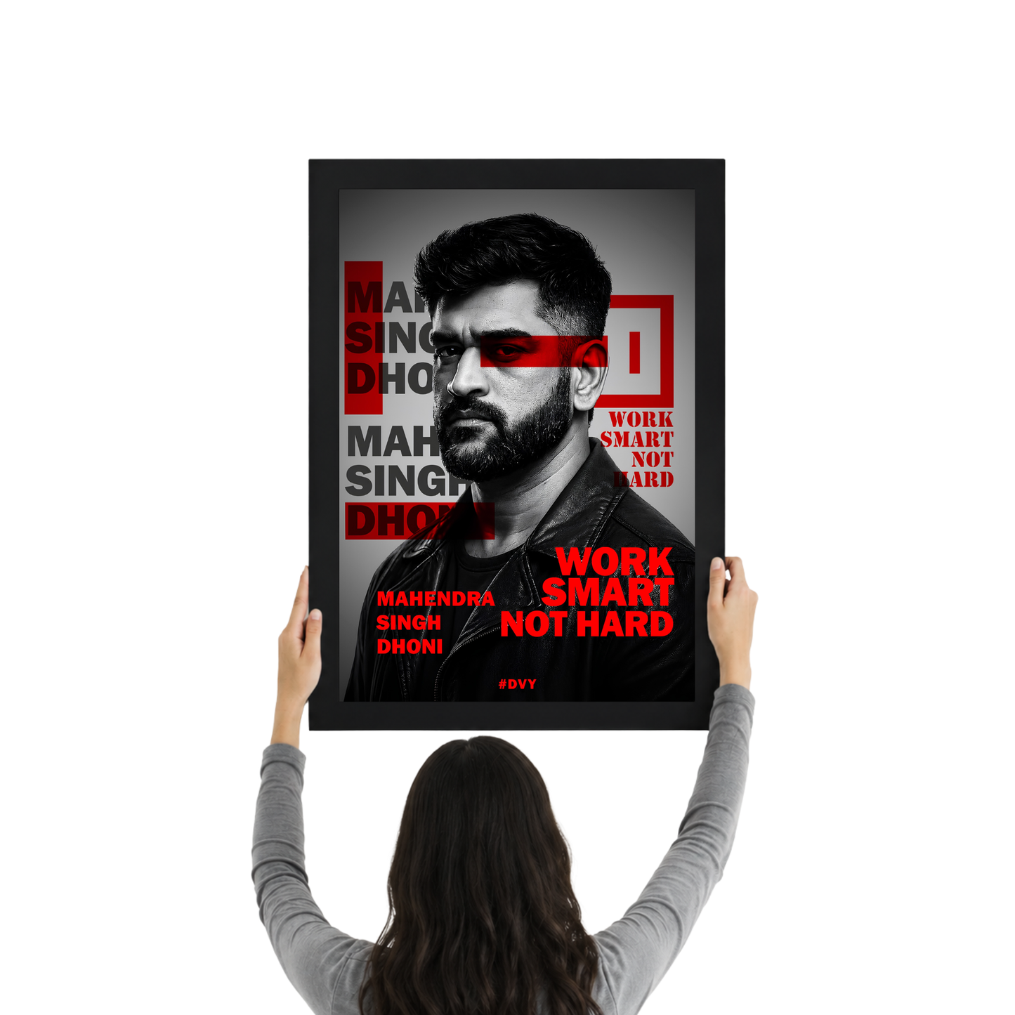 MS Dhoni Work Smart Not Hard Motivational Wall Frame