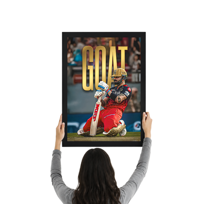 Virat Kohli “GOAT” Cricket Poster Frame | Premium Wall Art for Room Décor