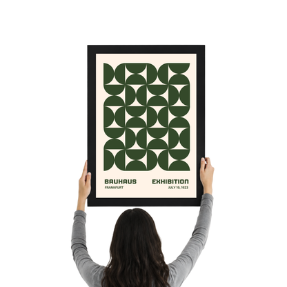 Green Geometric Pattern Bauhaus Poster | Modern Abstract Wall Art