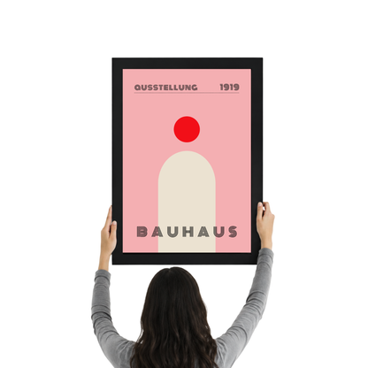 Pink Minimalist Bauhaus Poster | Modern Abstract Geometric Wall Art