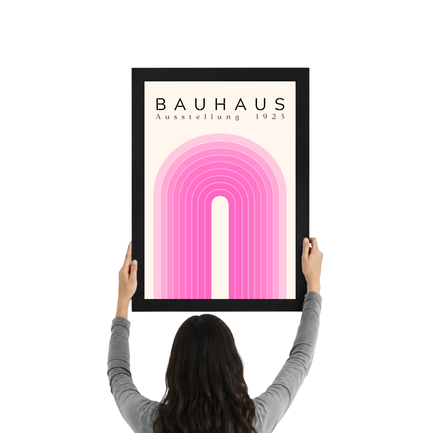 Pink Arch Bauhaus Poster | Modern Geometric Wall Art Print