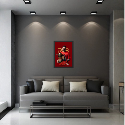 Virat Kohli RCB Champion Wall Frame | Royal Challengers Bangalore Poster Frame | Cricket Fan Wall Art Decor for Bedroom & Office