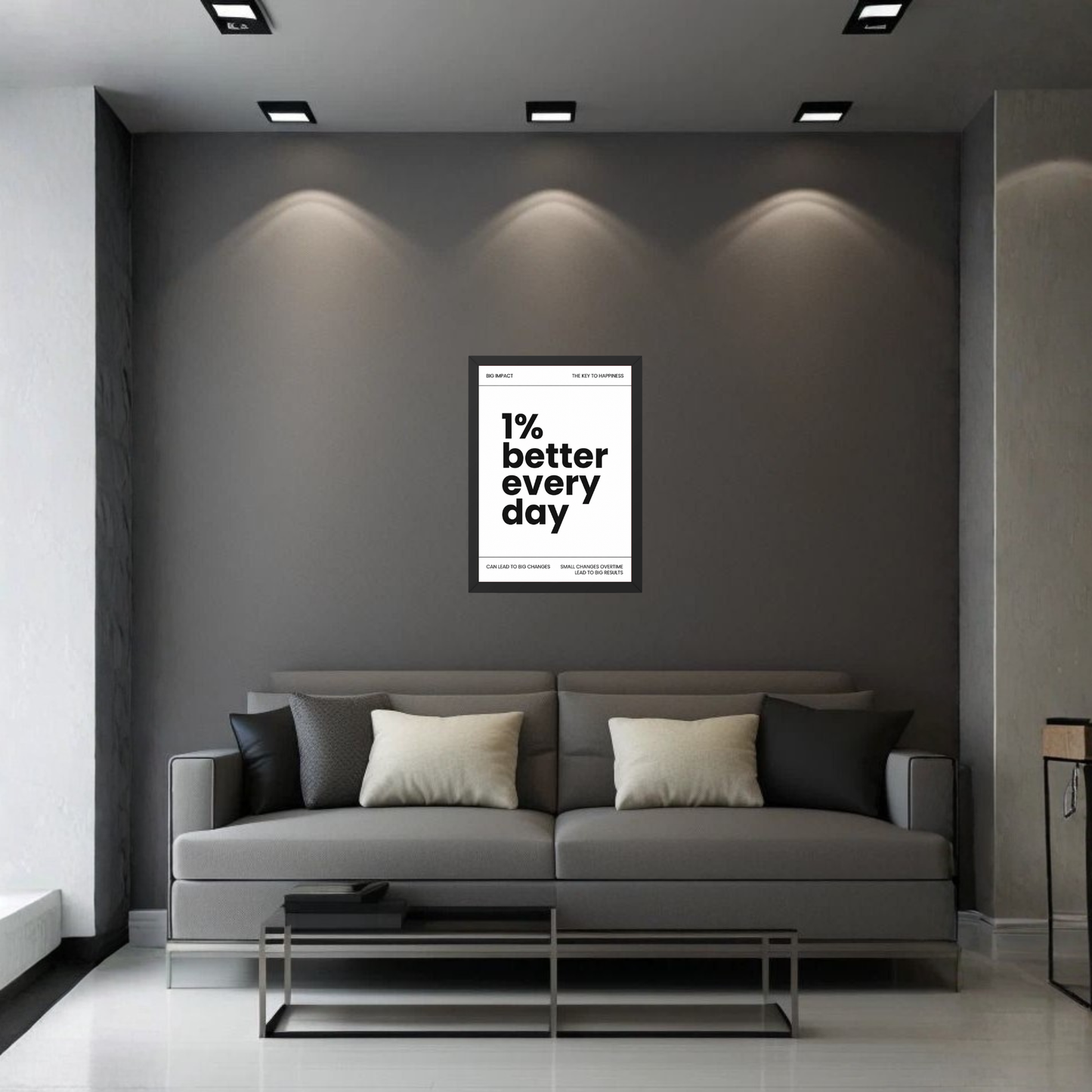 1% Better Every Day Motivational Wall Art Frame | Self Improvement Quote Poster