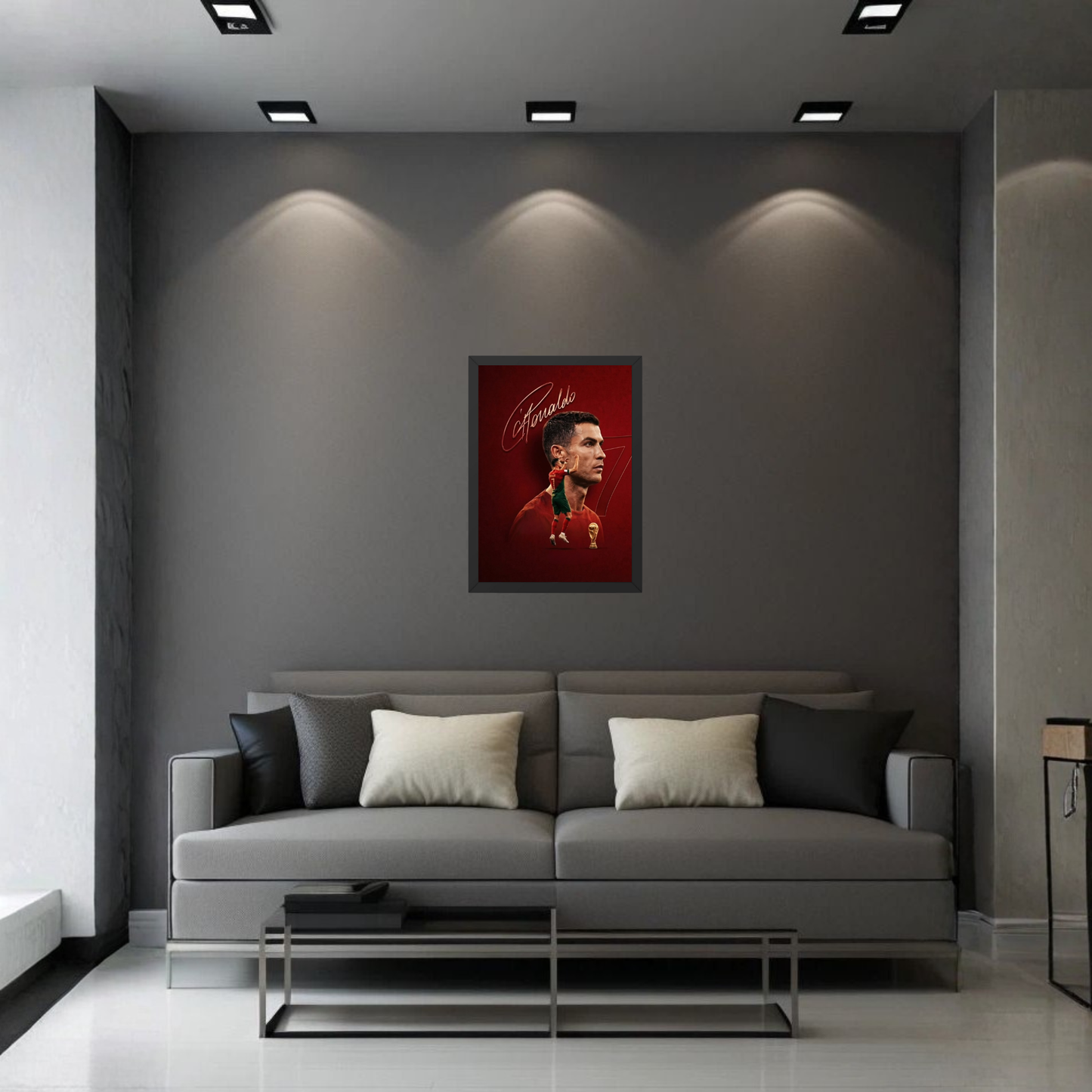 Cristiano Ronaldo Signature Red Wall Art | Premium CR7 Football Frame