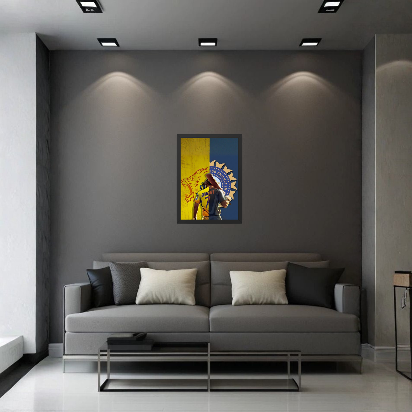 MS Dhoni Artistic Cricket Legend Wall Frame
