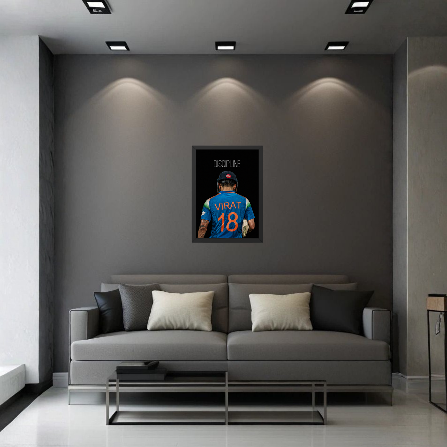 Discipline Virat Kohli Poster Frame | Motivational Cricket Wall Art | Premium HD Sports Room Decor