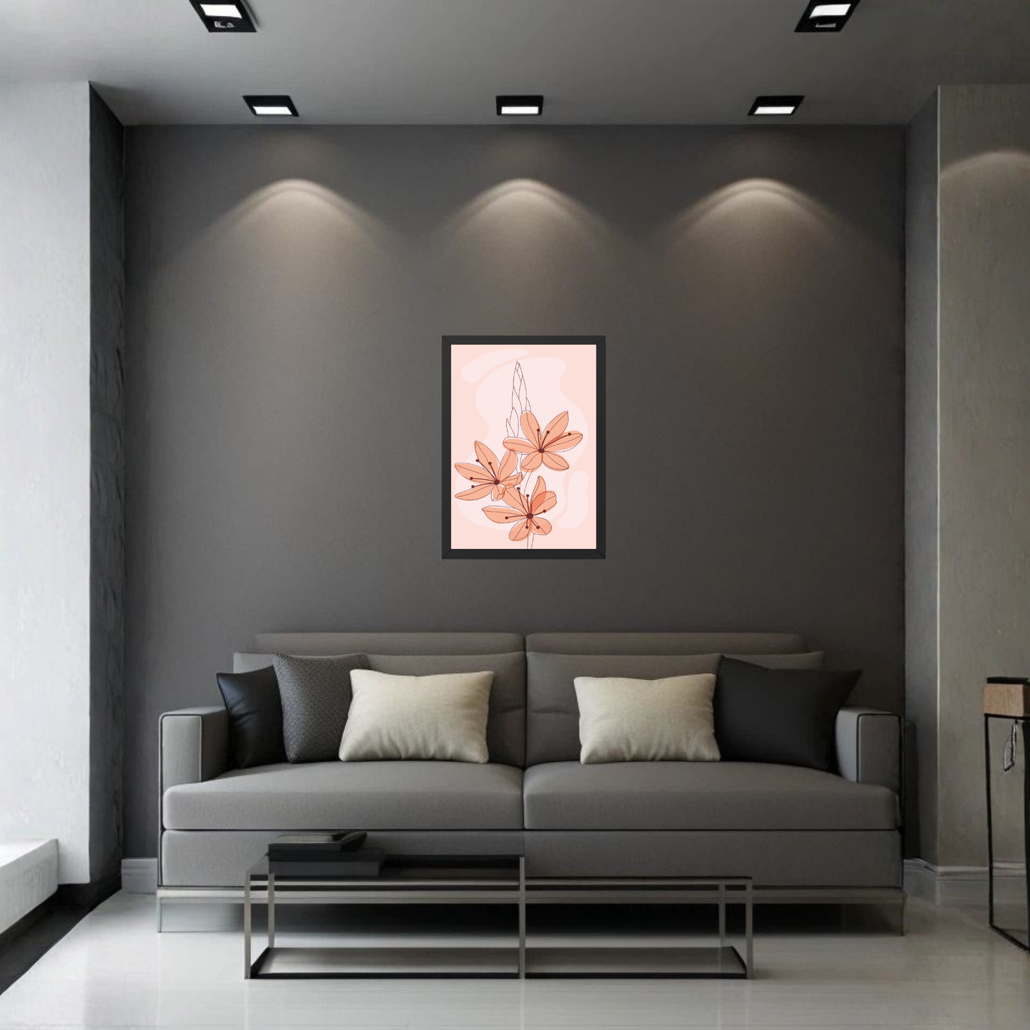 Peach Floral Boho Wall Art Print | Soft Botanical Decor