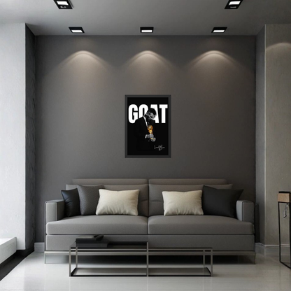 Lionel Messi GOAT Poster Frame | Greatest of All Time Football Wall Art | Premium Sports Room Decor