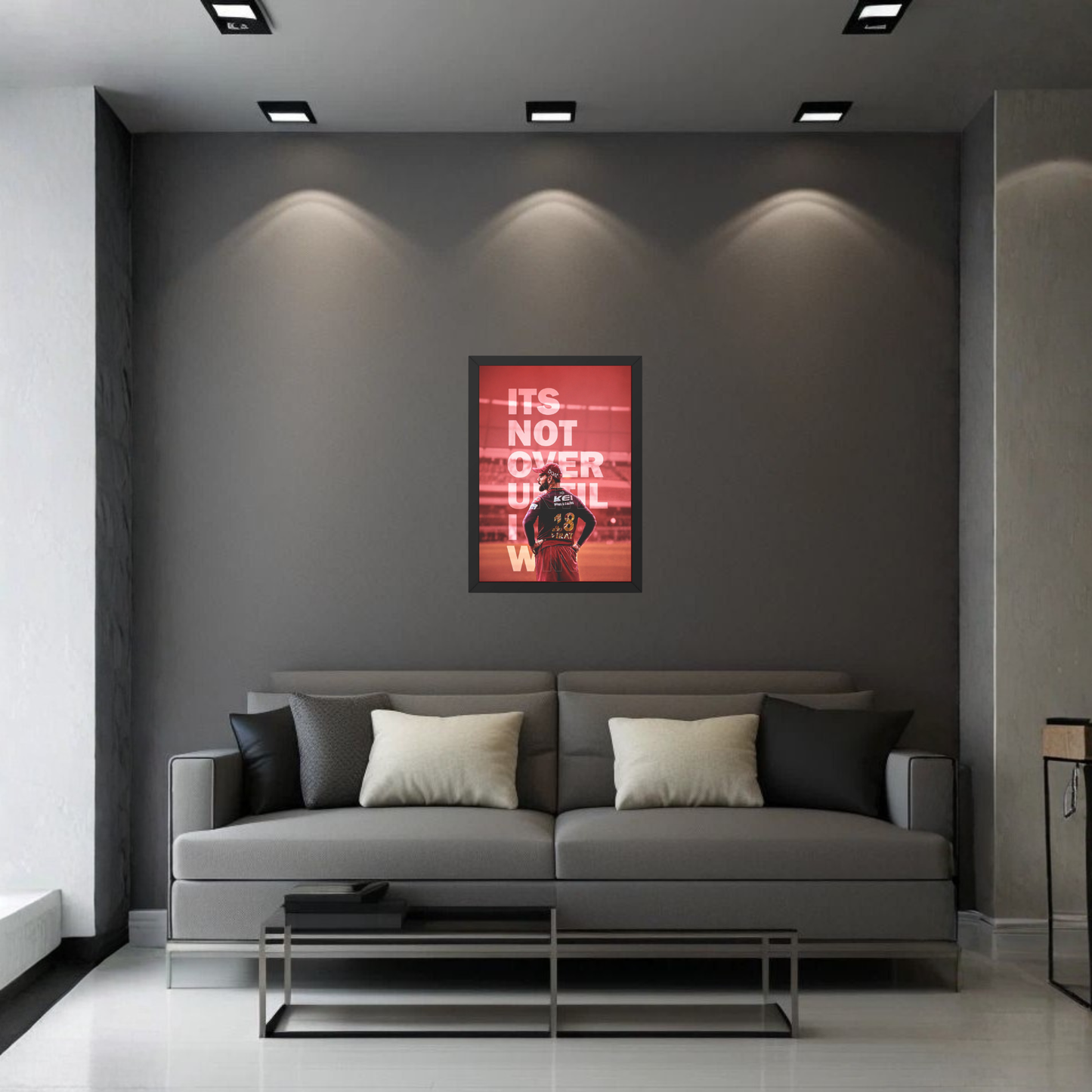 It's Not Over Until I Win – Motivational Cricket Wall Art Frame