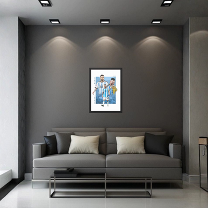 Lionel Messi World Cup Champion Frame | Argentina Football Wall Art | Premium Sports Poster