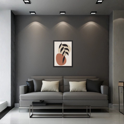 Black Botanical Boho Leaf Wall Art Print | Minimalist Nature Decor