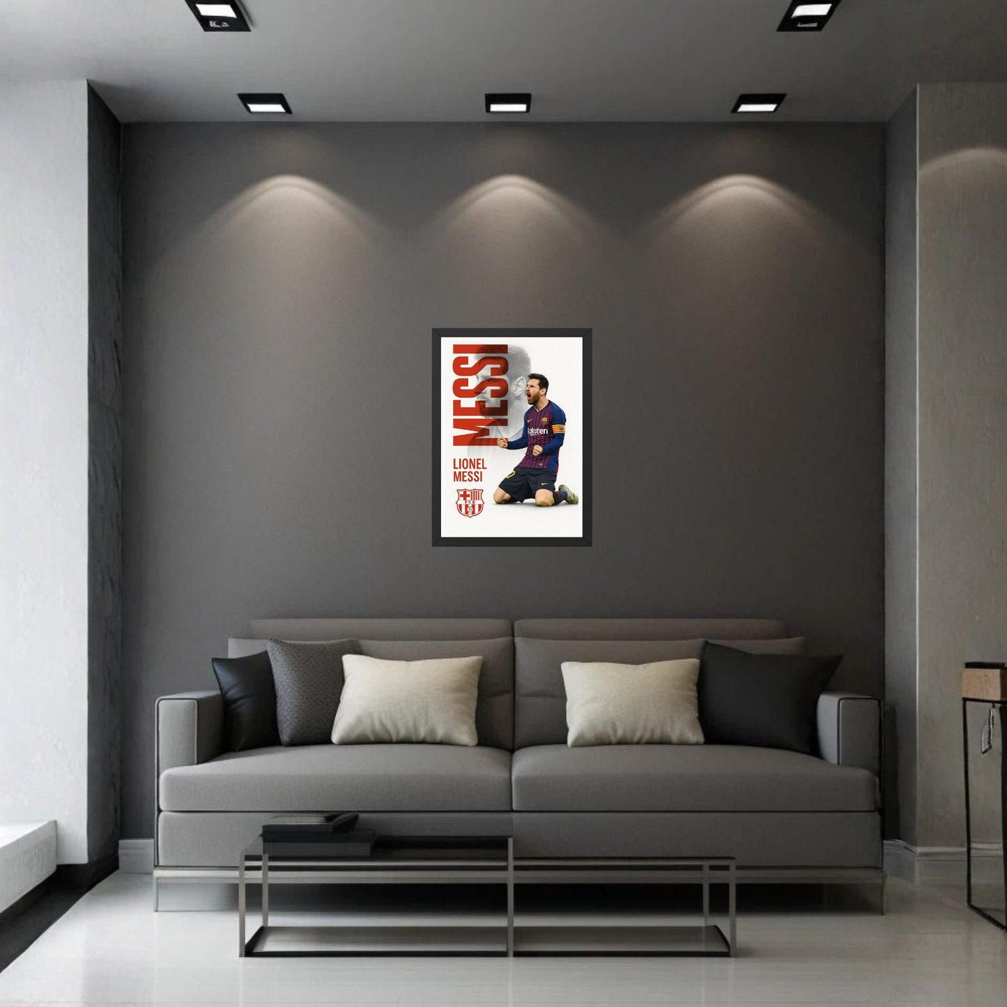 Lionel Messi Barcelona Poster Frame | Retro Typography Football Wall Art