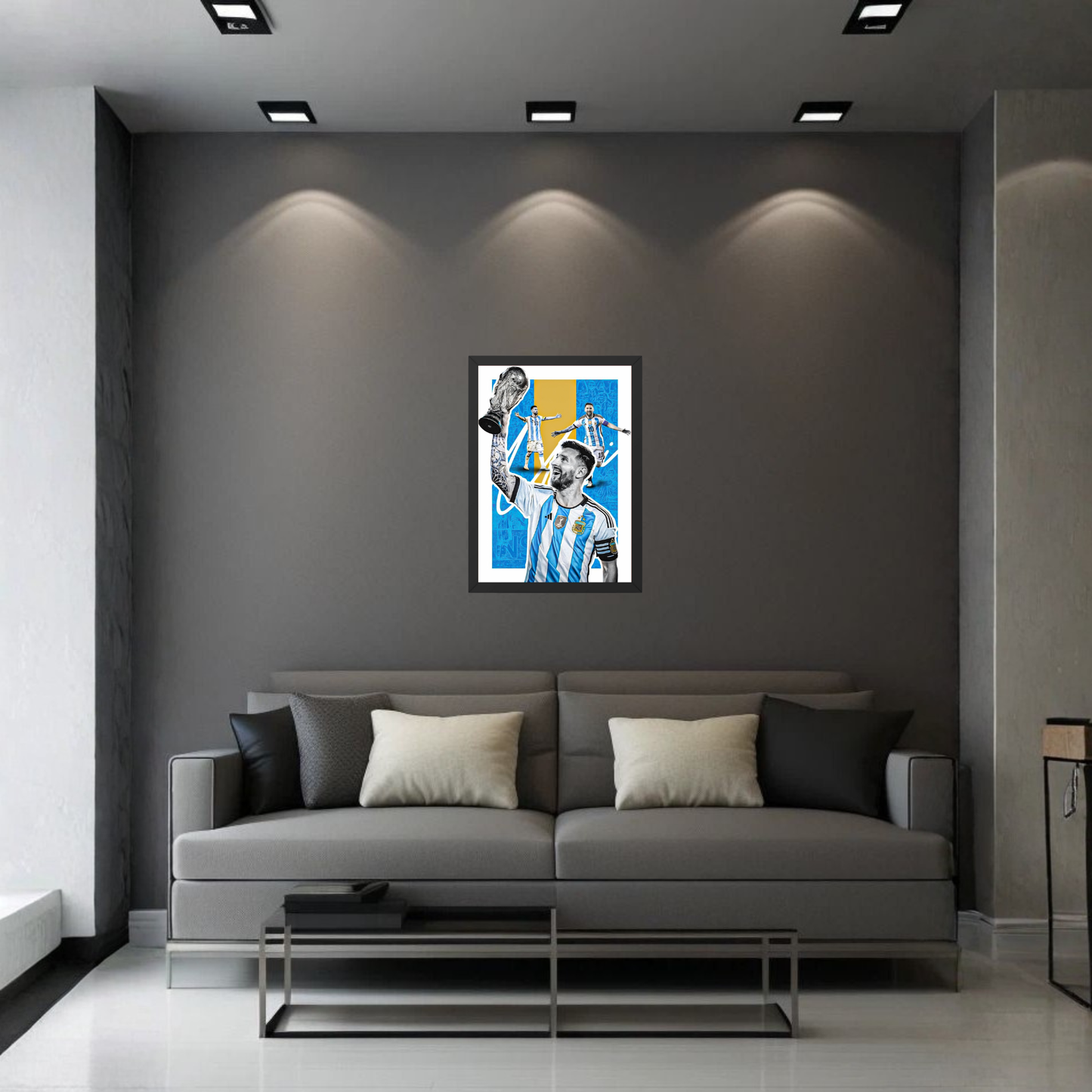 Lionel Messi Trophy Wall Art Frame | Argentina Football Poster | Premium Sports Decor